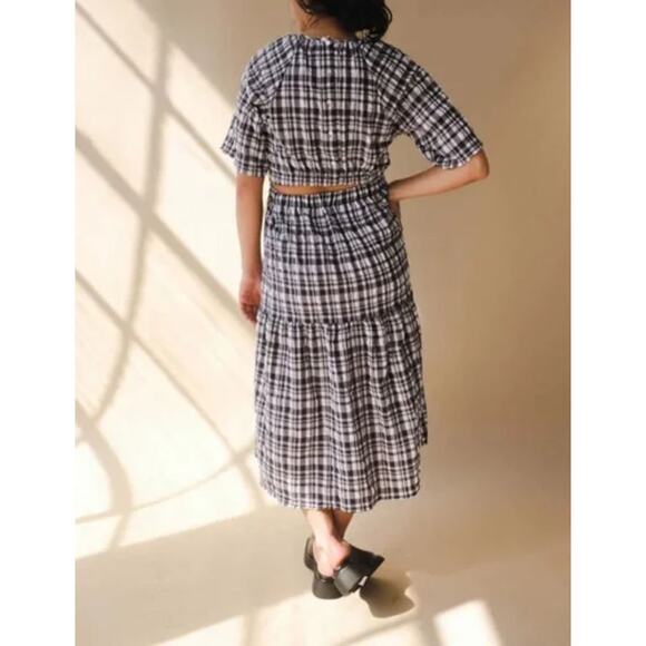 Free People Just Female Hamilton Midi Dress Large Gingham Lightweight Cottage - Picture 4 of 15